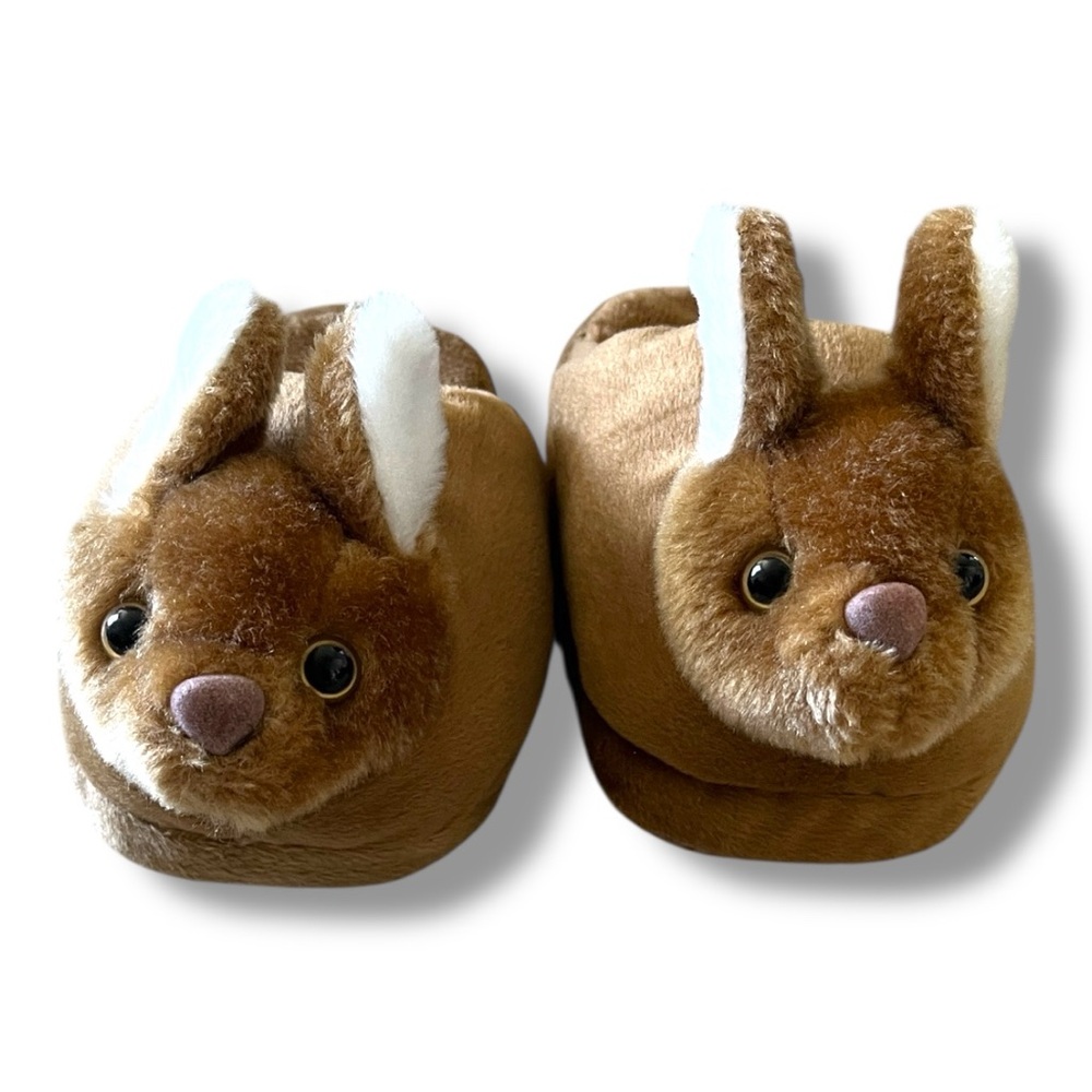 Carter’s Kids Cute Plush Brown Bunny Bedtime Slippers EUC Size Toddler 8-9